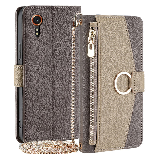 For Samsung Galaxy Xcover 7 5G Crossbody Litchi Texture Leather Phone Case(Grey)