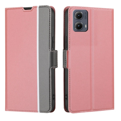 For Motorola Edge 5G 2024 Twill Texture Side Button Leather Phone Case(Pink) by buy2fix