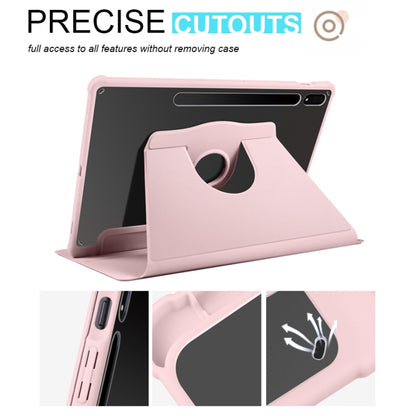 For Samsung Galaxy Tab S9+ X810 Acrylic 360 Degree Rotation Holder Tablet Leather Case(Sand Pink) - Galaxy Tab S9+ Cases by buy2fix | Online Shopping UK | buy2fix