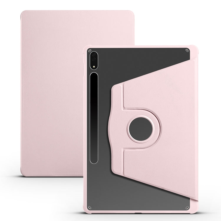 For Samsung Galaxy Tab S8+ X800 Acrylic 360 Degree Rotation Holder Tablet Leather Case(Sand Pink) by buy2fix