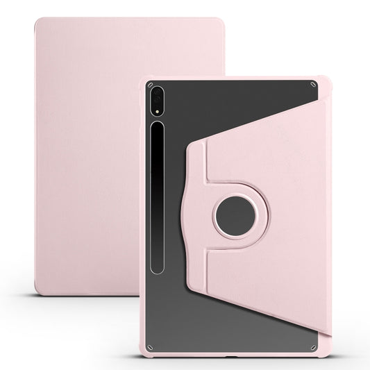 For Samsung Galaxy Tab S8+ X800 Acrylic 360 Degree Rotation Holder Tablet Leather Case(Sand Pink) by buy2fix