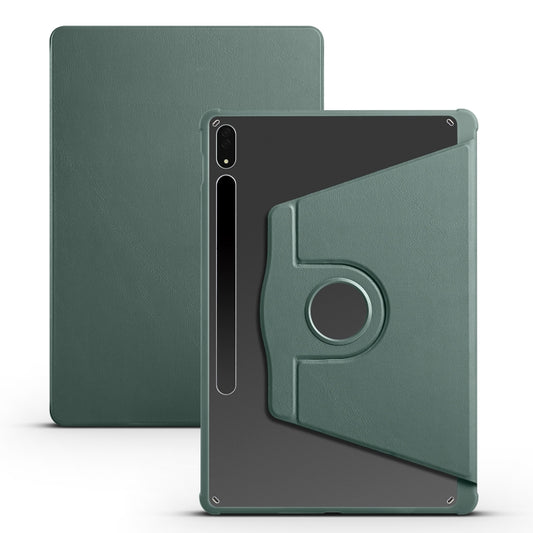 For Samsung Galaxy Tab S8+ X800 Acrylic 360 Degree Rotation Holder Tablet Leather Case(Dark Green) by buy2fix