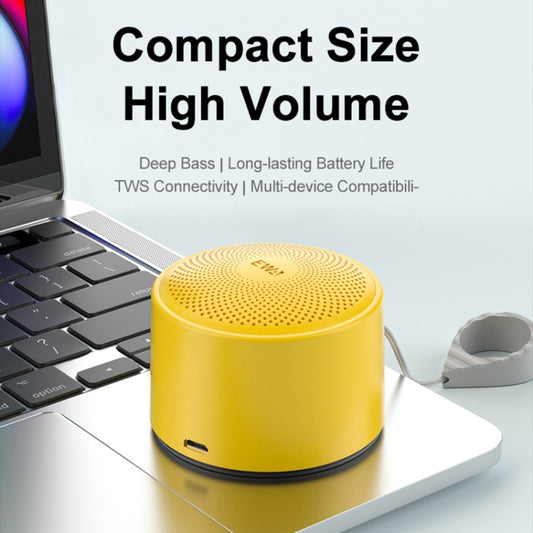 EWA A124 Portable Mini TWS Bluetooth Speaker Outdoor IPX5 Waterproof Subwoofer(Yellow) by EWA