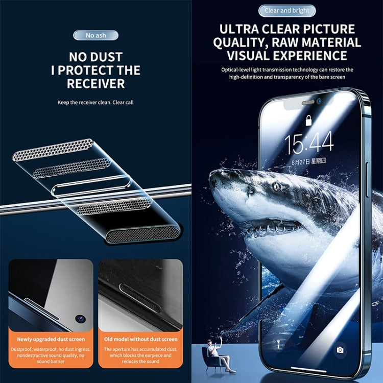 For iPhone 15 Anti-peeping Fast Attach Dust-proof Anti-static Tempered Glass Film - iPhone 15 Tempered Glass by buy2fix | Online Shopping UK | buy2fix