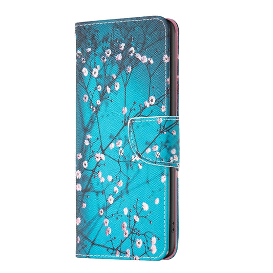 For Motorola Moto G Play 2024 Colored Drawing Pattern Leather Phone Case(Plum Blossom) by buy2fix