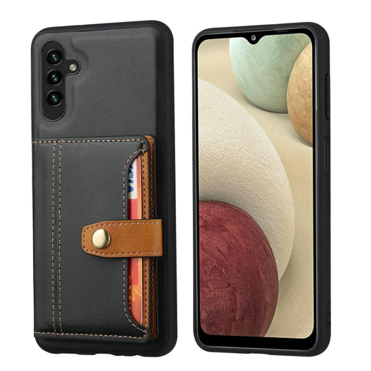 For Samsung Galaxy A05s Calfskin Card Slot TPU + PU Phone Case(Black)