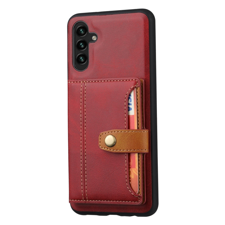 For Samsung Galaxy A15 4G / 5G Calfskin Card Slot TPU + PU Phone Case(Red) by buy2fix