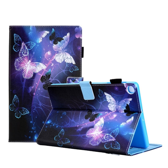 For Samsung Galaxy Tab A11+ / A9+ Colored Drawing Leather Tablet Case(Purple Butterfly)