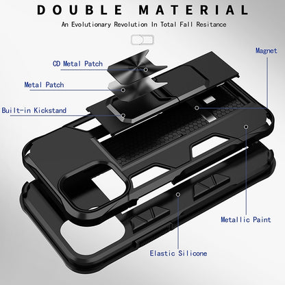 For iPhone 12 Pro Max Armor Shockproof TPU + PC Magnetic Protective Case with Invisible Holder(Rose Gold) by buy2fix