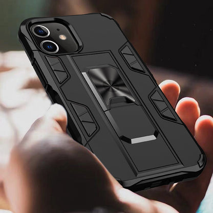 For iPhone 12 Pro Max Armor Shockproof TPU + PC Magnetic Protective Case with Invisible Holder(Rose Gold) by buy2fix
