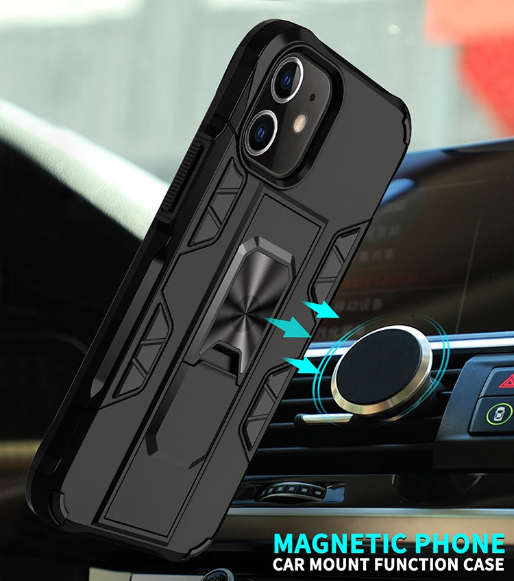 For iPhone 12 Pro Max Armor Shockproof TPU + PC Magnetic Protective Case with Invisible Holder(Rose Gold) by buy2fix