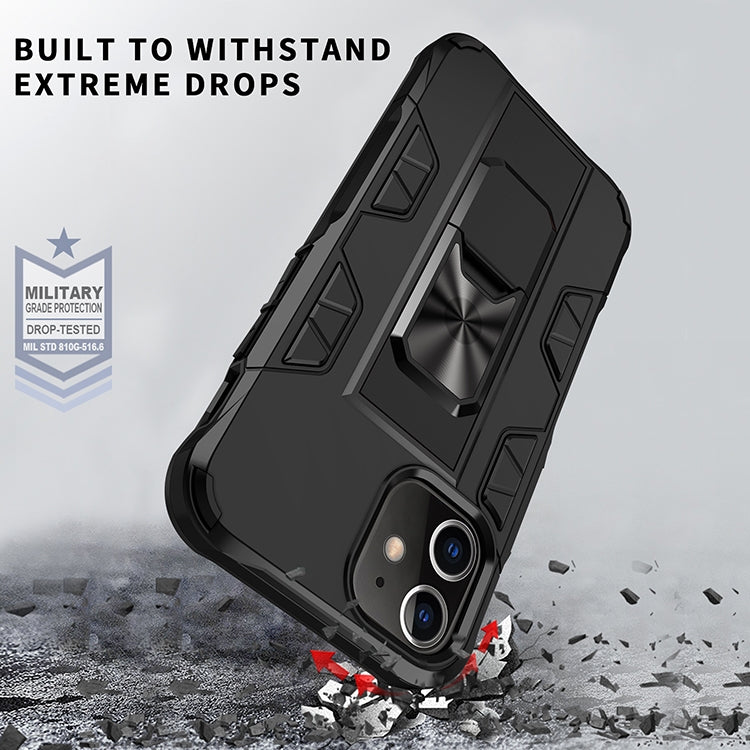 For iPhone 12 Pro Max Armor Shockproof TPU + PC Magnetic Protective Case with Invisible Holder(Rose Gold) by buy2fix