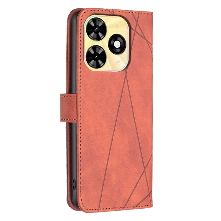 For Tecno Spark Go 2024 / 20C / POP 8 Magnetic Buckle Rhombus Texture Leather Phone Case(Brown) by buy2fix
