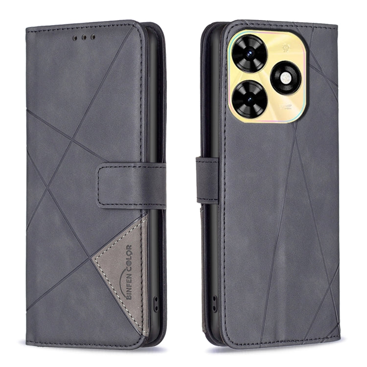 For Tecno Spark Go 2024 / 20C / POP 8 Magnetic Buckle Rhombus Texture Leather Phone Case(Black) by buy2fix