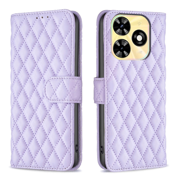 For Tecno Spark Go 2024 / 20C Diamond Lattice Wallet Flip Leather Phone Case(Purple) by buy2fix