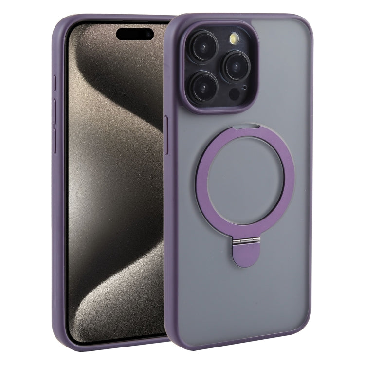 For iPhone 15 Pro Mutural MagSafe Magnetic Holder Phone Case(Dark Purple) - iPhone 15 Pro Cases by Mutural | Online Shopping UK | buy2fix