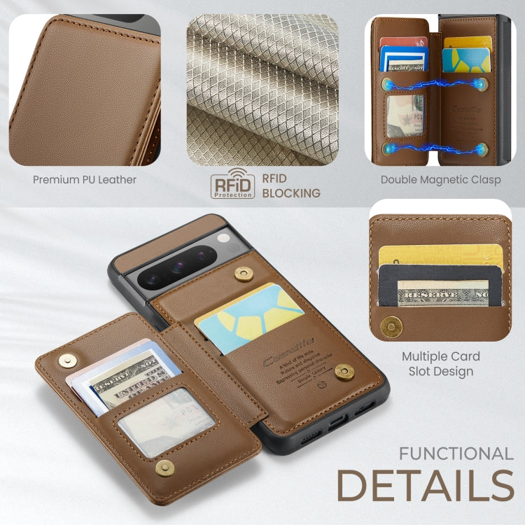 For Google Pixel 8 Pro CaseMe C22 Card Slots Holder RFID Anti-theft Phone Case(Brown) - Google Cases by CaseMe | Online Shopping UK | buy2fix