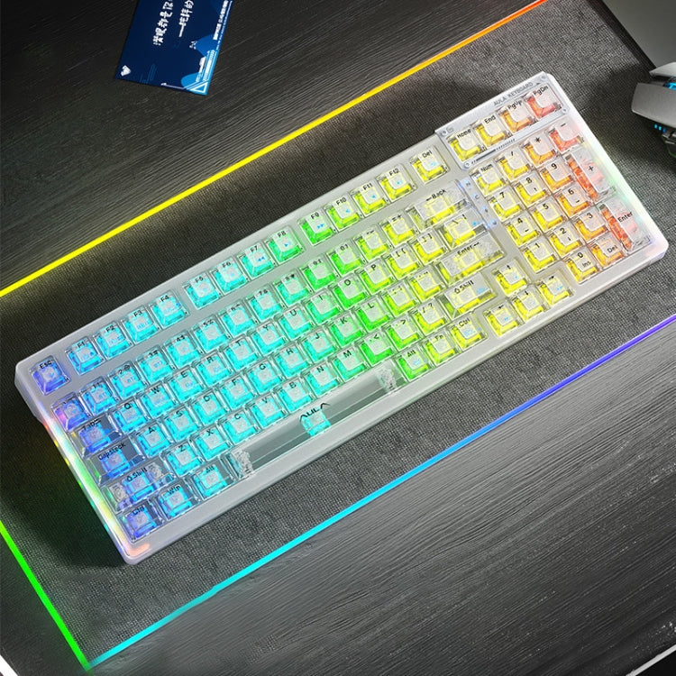 AULA F98 99-Key Wired 2.4G Bluetooth RGB Three Mode Mechanical Keyboard, Ice Crystal Switch(White) - Wired Keyboard by AULA | Online Shopping UK | buy2fix