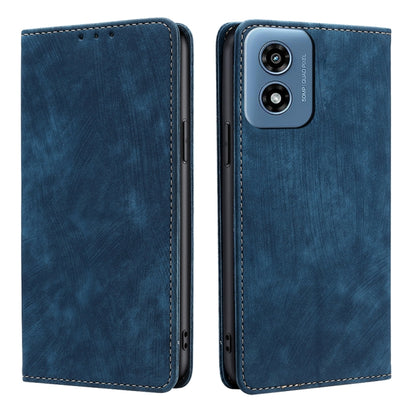 For Motorola Moto G Play 4G 2024 RFID Anti-theft Brush Magnetic Leather Phone Case(Blue) - Motorola Cases by buy2fix | Online Shopping UK | buy2fix