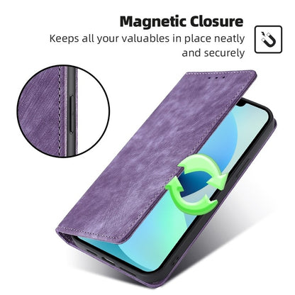 For Motorola Moto G Play 4G 2024 RFID Anti-theft Brush Magnetic Leather Phone Case(Purple) - Motorola Cases by buy2fix | Online Shopping UK | buy2fix