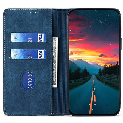 For Motorola Edge 5G 2024 RFID Anti-theft Brush Magnetic Leather Phone Case(Blue) by buy2fix