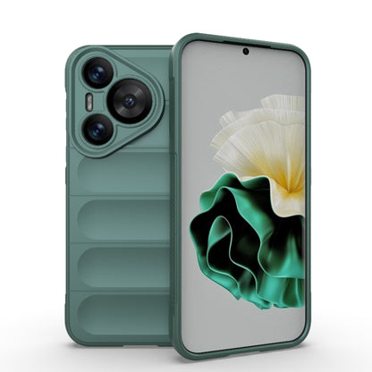 For Huawei Pura 70 Magic Shield TPU + Flannel Phone Case(Dark Green) - Huawei Cases by buy2fix | Online Shopping UK | buy2fix