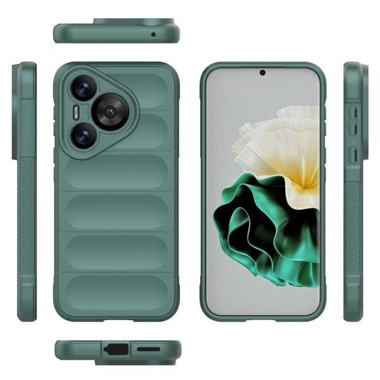 For Huawei Pura 70 Magic Shield TPU + Flannel Phone Case(Dark Green) - Huawei Cases by buy2fix | Online Shopping UK | buy2fix