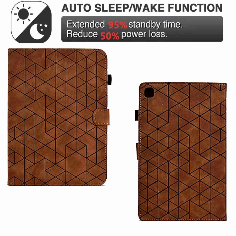 For Samsung Galaxy Tab S6 Lite P610 Rhombus TPU Smart Leather Tablet Case(Brown) by buy2fix
