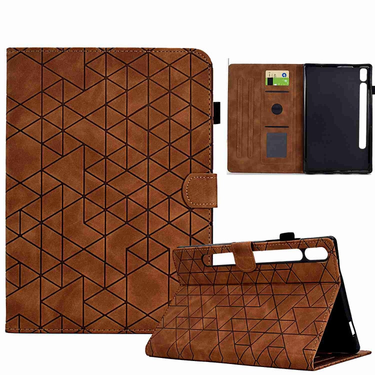 For Samsung Galaxy Tab S7 / S8 Rhombus TPU Smart Leather Tablet Case(Brown) by buy2fix