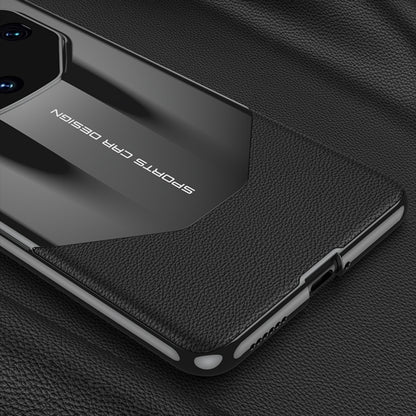 For Huawei Mate 60 Pro GKK Leather Supercar Shockproof Phone Case(Black) by GKK