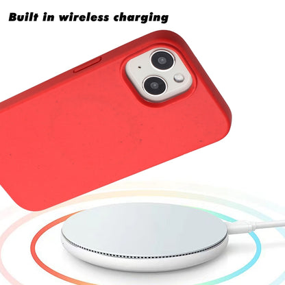 For iPhone 14 Wheat MagSafe Magnetic Straw Material + TPU Phone Case(Red) - iPhone 14 Cases by buy2fix | Online Shopping UK | buy2fix