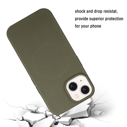 For iPhone 14 Wheat MagSafe Magnetic Straw Material + TPU Phone Case(Army Green) - iPhone 14 Cases by buy2fix | Online Shopping UK | buy2fix