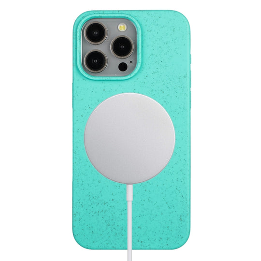 For iPhone 14 Pro Max Wheat MagSafe Magnetic Straw Material + TPU Phone Case(Green)