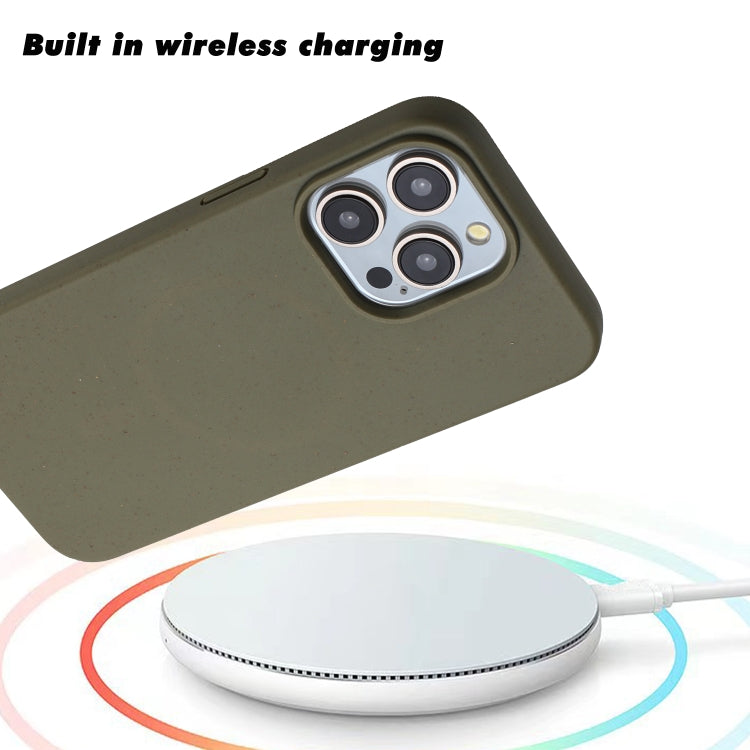 For iPhone 14 Pro Max Wheat MagSafe Magnetic Straw Material + TPU Phone Case(Army Green) - iPhone 14 Pro Max Cases by buy2fix | Online Shopping UK | buy2fix