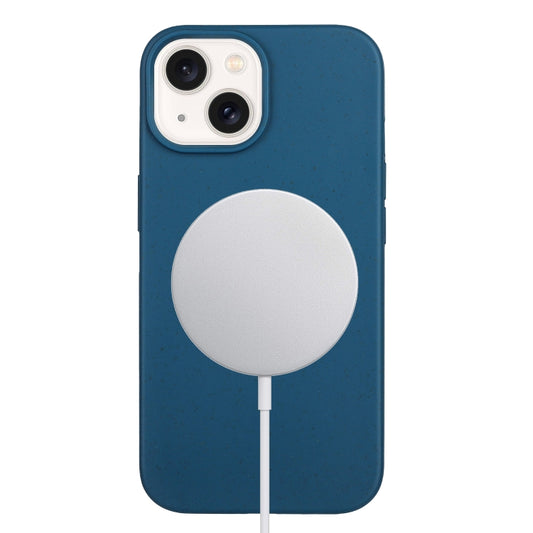 For iPhone 13 Wheat MagSafe Magnetic Straw Material + TPU Phone Case(Blue) by buy2fix