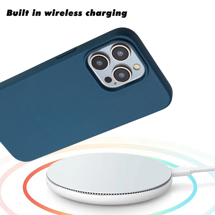 For iPhone 12 Pro Max Wheat MagSafe Magnetic Straw Material + TPU Phone Case(Blue) - iPhone 12 Pro Max Cases by buy2fix | Online Shopping UK | buy2fix