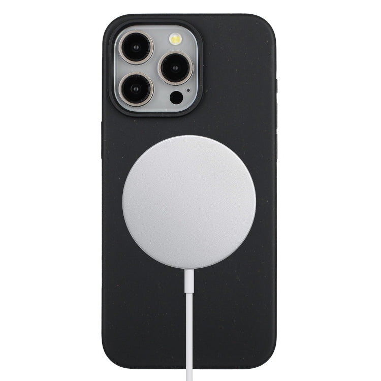 For iPhone 11 Pro Max Wheat MagSafe Magnetic Straw Material + TPU Phone Case(Black) by buy2fix