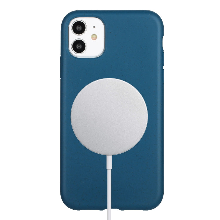 For iPhone 11 Wheat MagSafe Magnetic Straw Material + TPU Phone Case(Blue) - iPhone 11 Cases by buy2fix | Online Shopping UK | buy2fix