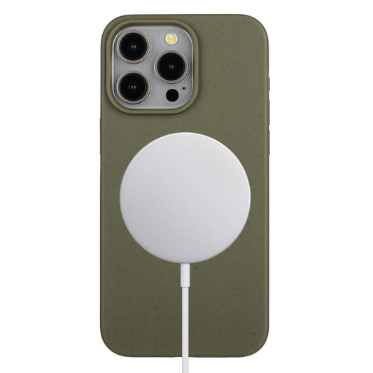 For iPhone 11 Pro Wheat MagSafe Magnetic Straw Material + TPU Phone Case(Army Green) by buy2fix