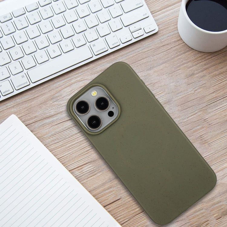 For iPhone 11 Pro Wheat MagSafe Magnetic Straw Material + TPU Phone Case(Army Green) by buy2fix