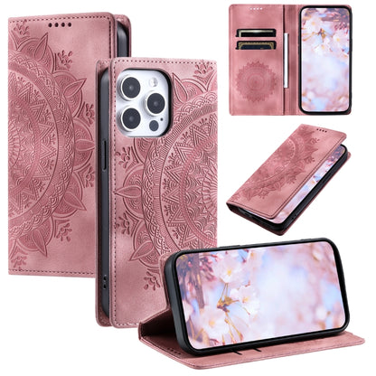 For iPhone 16 Pro Max Totem Embossed Magnetic Leather Phone Case(Rose Gold) by buy2fix