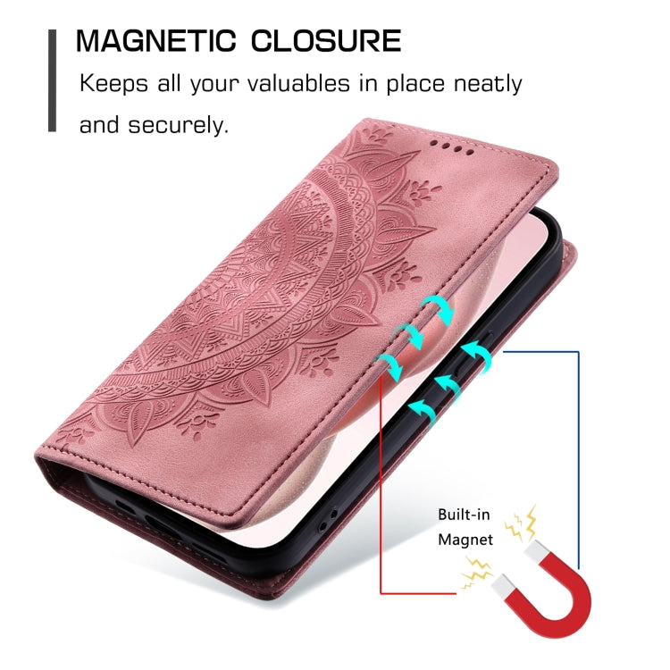 For iPhone 16 Pro Max Totem Embossed Magnetic Leather Phone Case(Rose Gold) by buy2fix