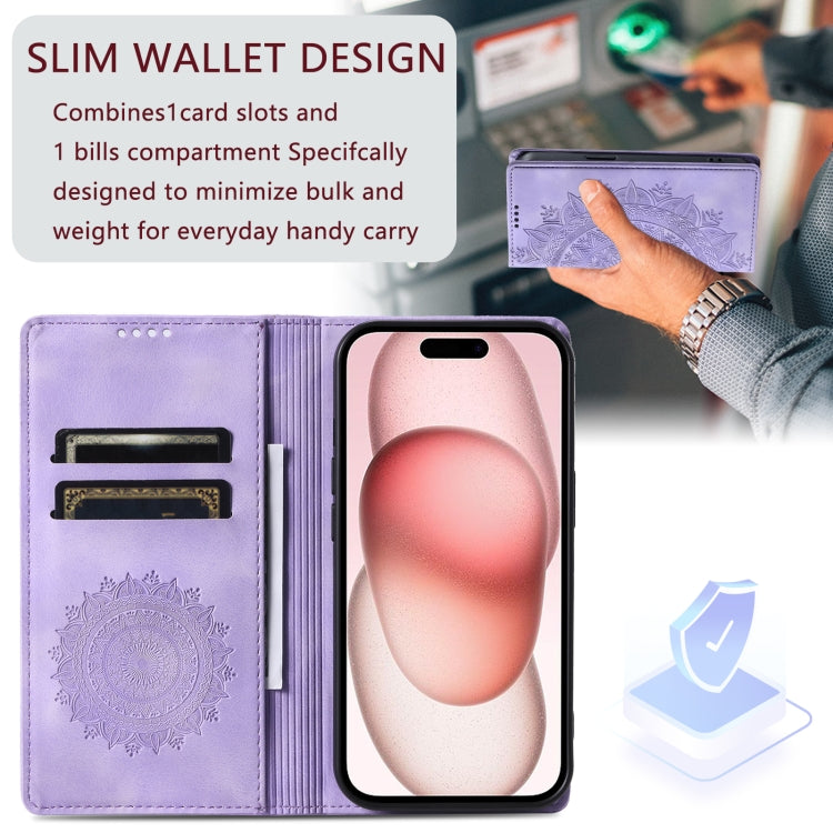 For iPhone 16 Pro Totem Embossed Magnetic Leather Phone Case(Purple) - iPhone 16 Pro Cases by buy2fix | Online Shopping UK | buy2fix