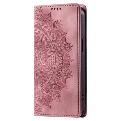 For iPhone 16 Plus Totem Embossed Magnetic Leather Phone Case(Rose Gold) - iPhone 16 Plus Cases by buy2fix | Online Shopping UK | buy2fix