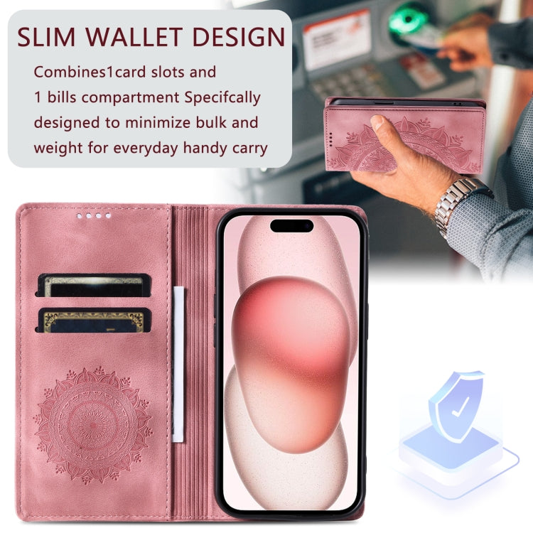 For iPhone 16 Plus Totem Embossed Magnetic Leather Phone Case(Rose Gold) - iPhone 16 Plus Cases by buy2fix | Online Shopping UK | buy2fix