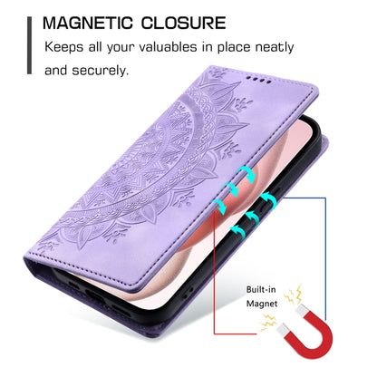 For iPhone 16 Plus Totem Embossed Magnetic Leather Phone Case(Purple) - iPhone 16 Plus Cases by buy2fix | Online Shopping UK | buy2fix