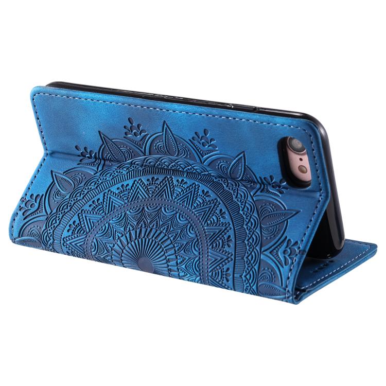 For iPhone 16e Totem Embossed Magnetic Leather Phone Case(Blue) - iPhone 16e Cases by buy2fix | Online Shopping UK | buy2fix