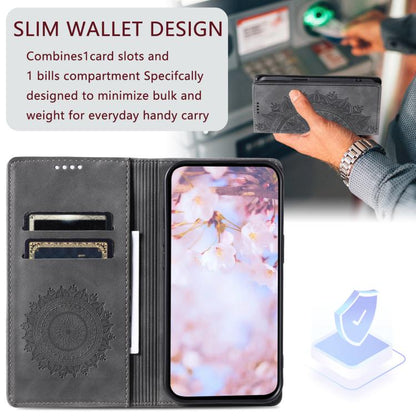 For iPhone 16e Totem Embossed Magnetic Leather Phone Case(Grey) - iPhone 16e Cases by buy2fix | Online Shopping UK | buy2fix