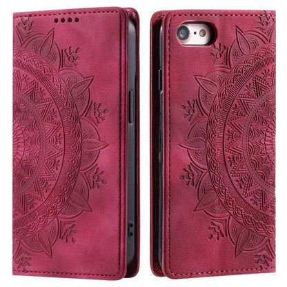 For iPhone 16e Totem Embossed Magnetic Leather Phone Case(Red) - iPhone 16e Cases by buy2fix | Online Shopping UK | buy2fix