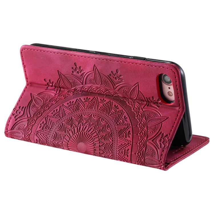 For iPhone 16e Totem Embossed Magnetic Leather Phone Case(Red) - iPhone 16e Cases by buy2fix | Online Shopping UK | buy2fix
